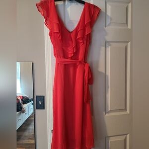 Elegant Red Ruffled Dress